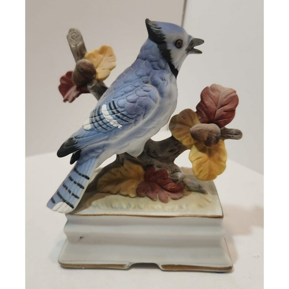 Vintage Towle Fine Porcelain Hand Painted Blue Bird Music Box